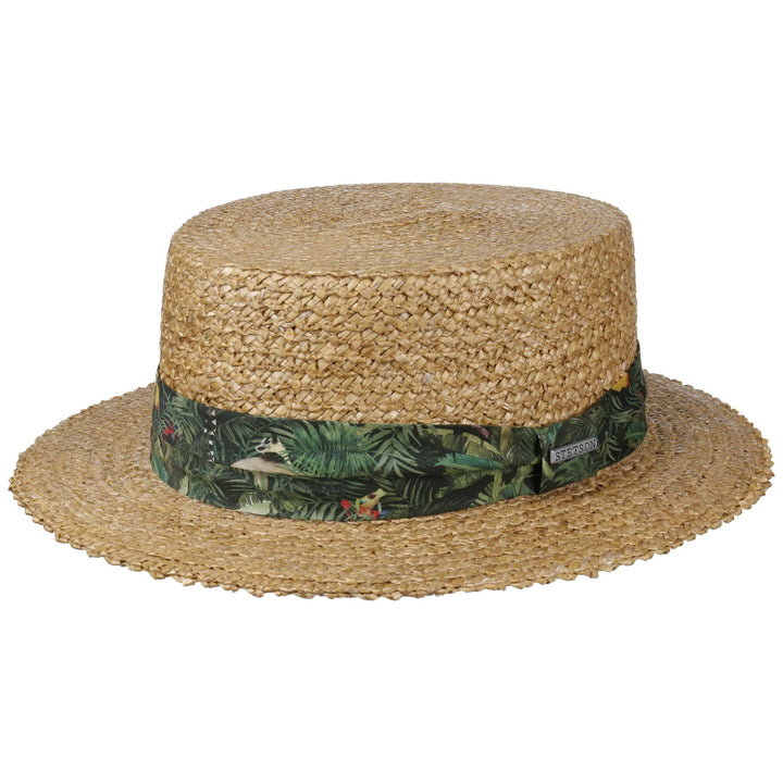 Stetson Straw Boater With Jungle Print Band