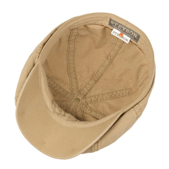 Stetson Organic Cotton Hatteras Bakerboy Cap In Dark Beige