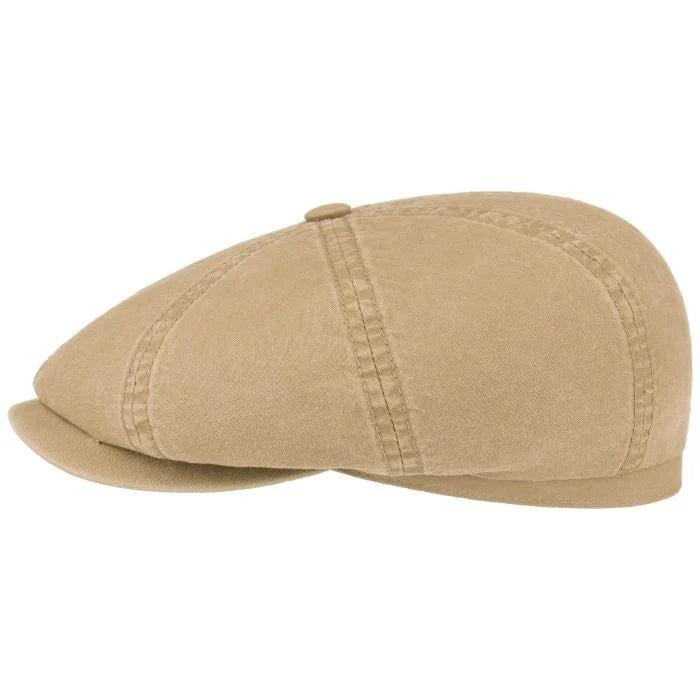 Stetson Organic Cotton Hatteras Bakerboy Cap In Dark Beige