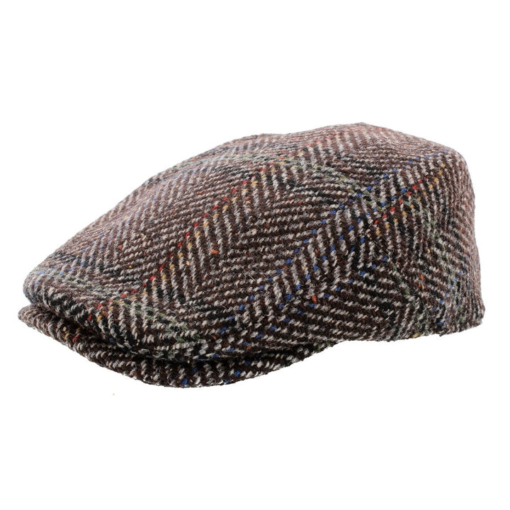 Whitely Cheviot Wool Tweed Flat Cap In Brown