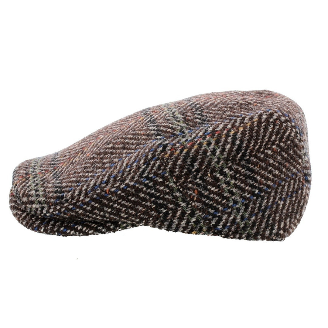 Whitely Cheviot Wool Tweed Flat Cap In Brown