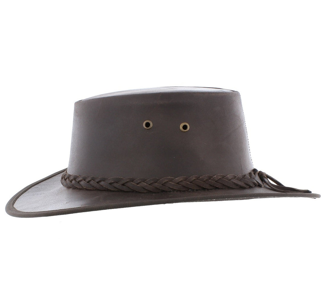 Outback Real Leather Bush Hat With Chin Strap