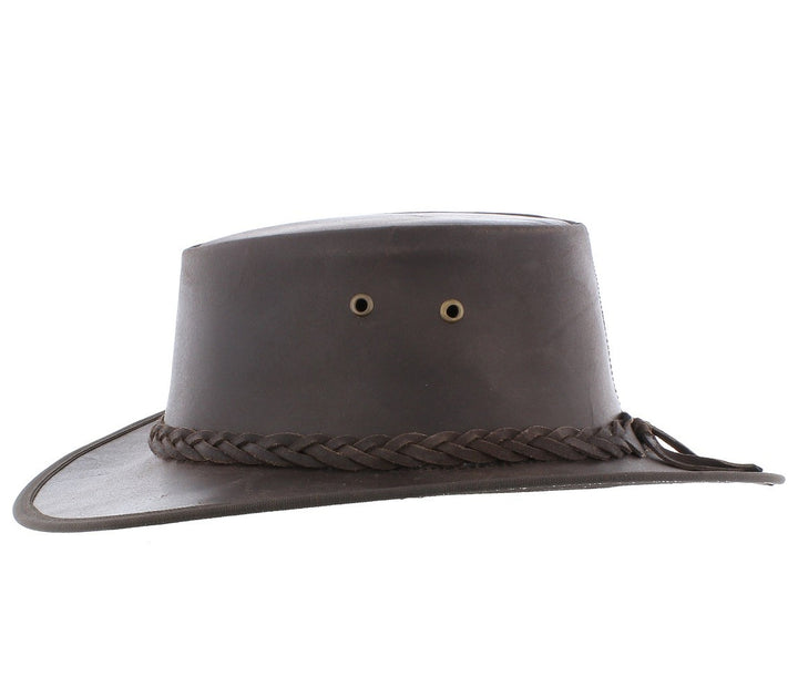 Outback Real Leather Bush Hat With Chin Strap
