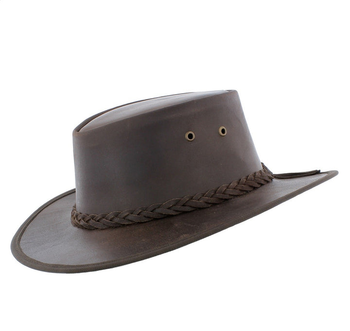 Outback Real Leather Bush Hat With Chin Strap