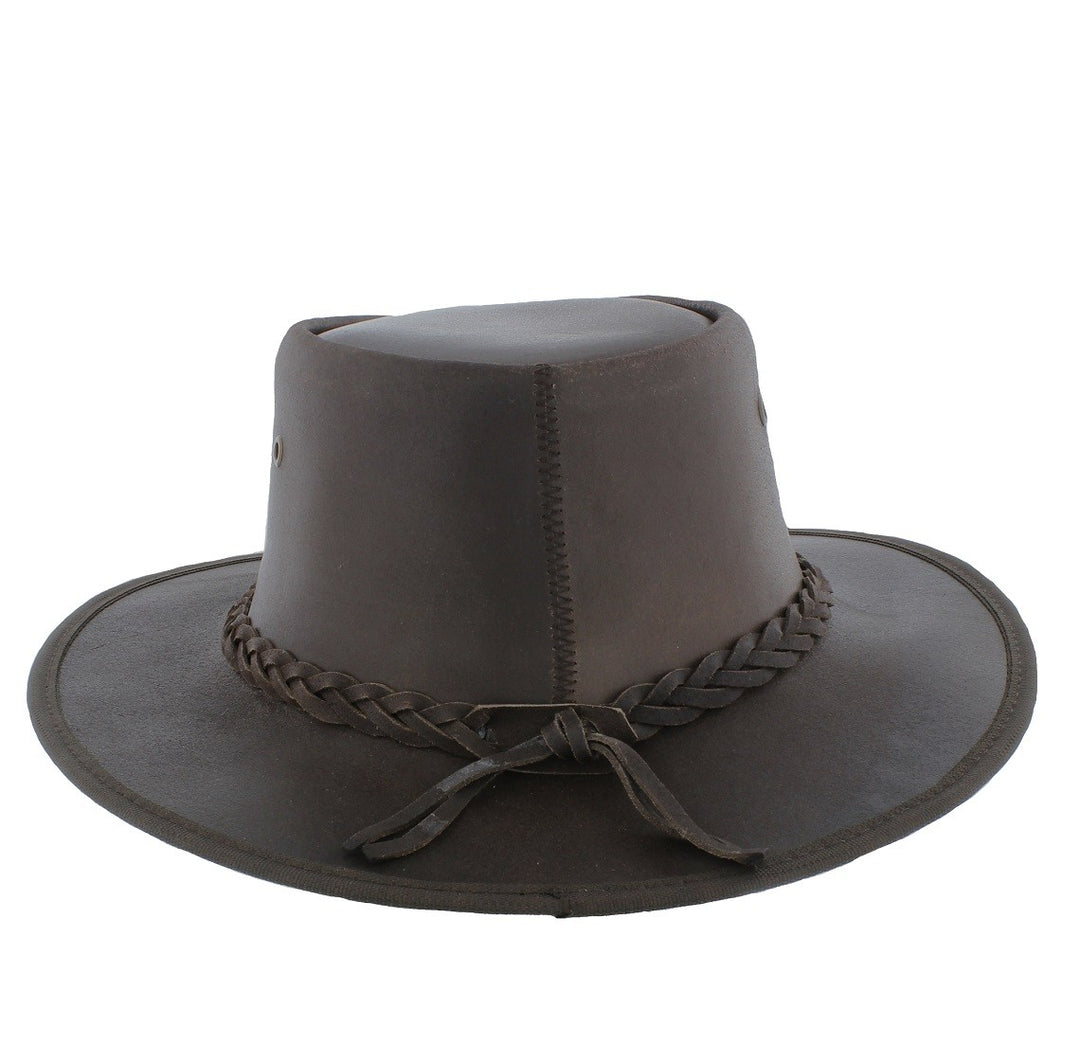 Outback Real Leather Bush Hat With Chin Strap