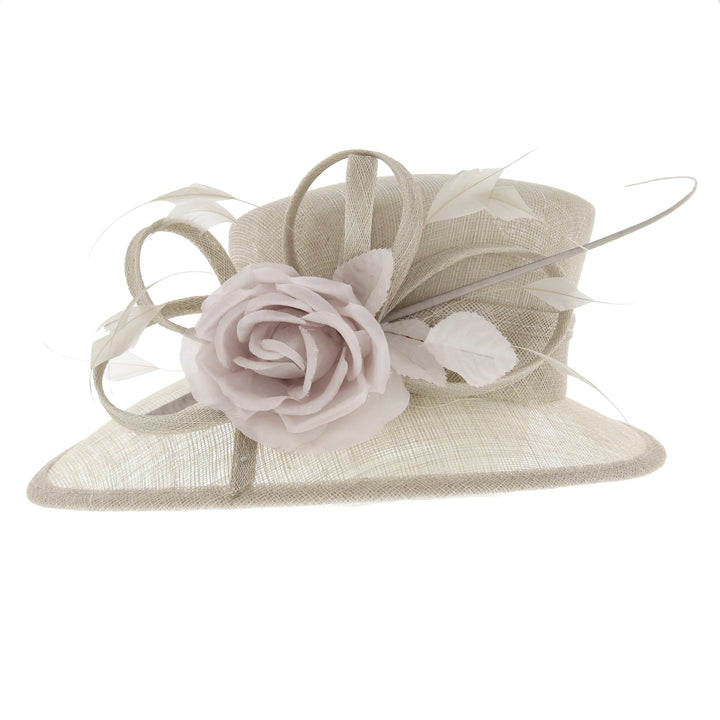 Maddox Angled Brim Wedding Hat Metallic Almond (087)