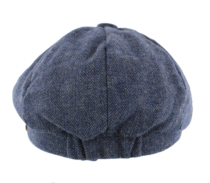 'Elijah' Herringbone Bakerboy Cap in Blue