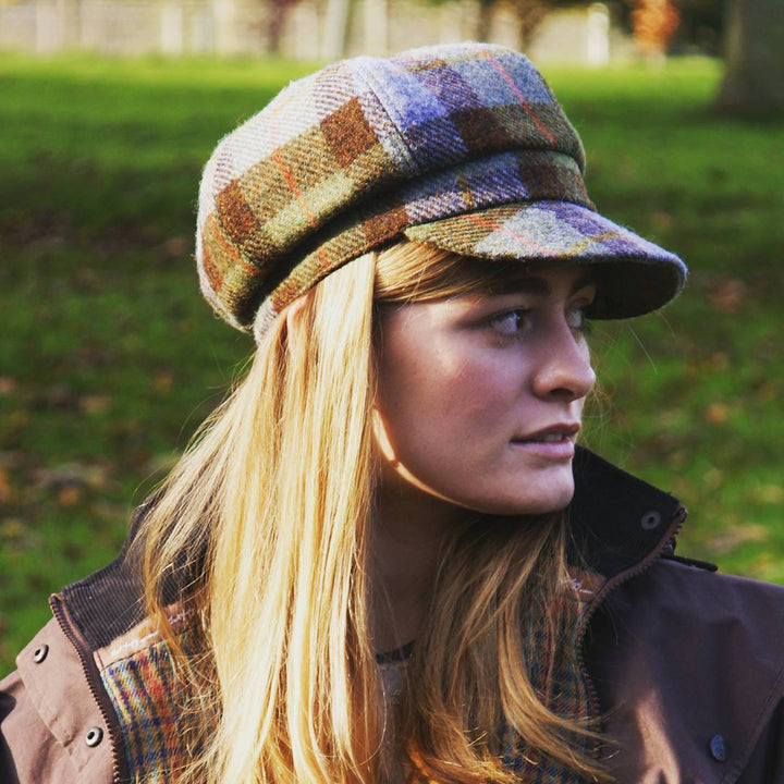Glen Appin Ladies Harris Tweed Bakerboy Cap MacLeod Tartan