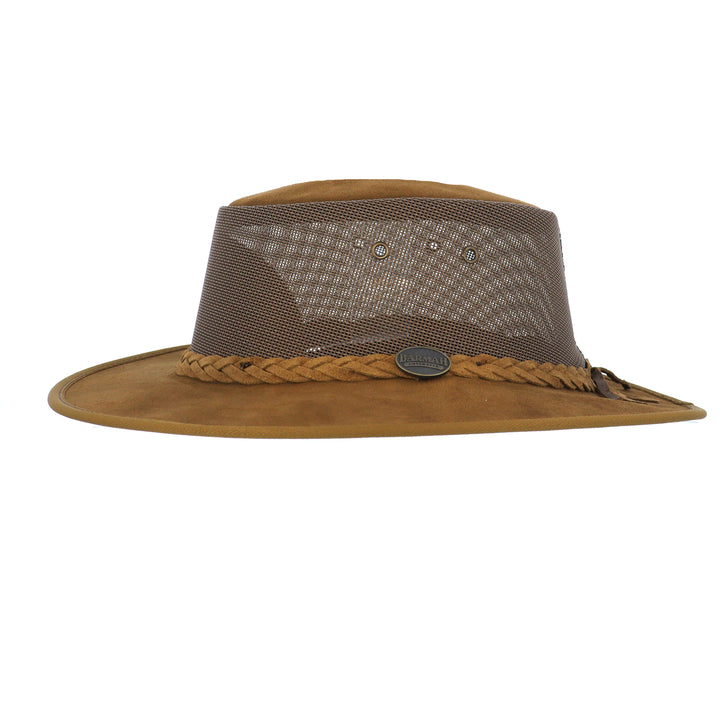 Barmah Cattle Suede Foldaway Cooler Airflow Hat In Hickory