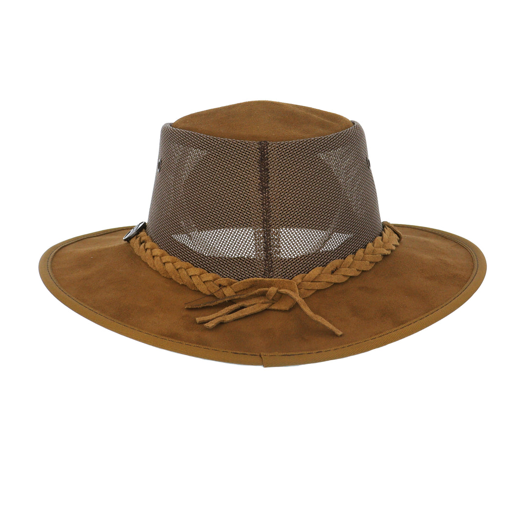 Barmah Cattle Suede Foldaway Cooler Airflow Hat In Hickory
