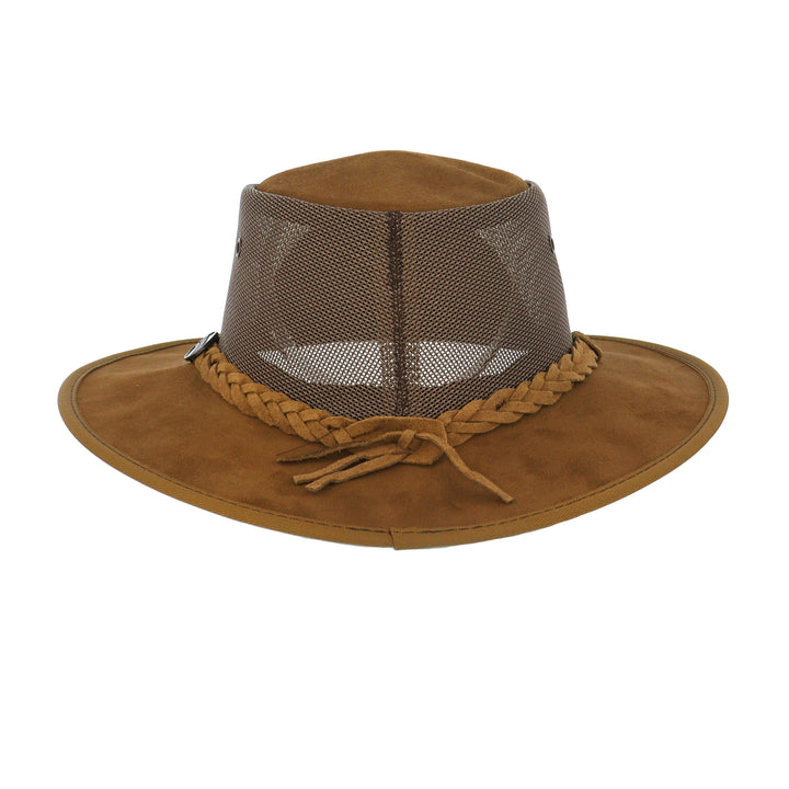 Barmah Cattle Suede Foldaway Cooler Airflow Hat In Hickory