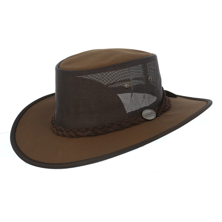 Barmah Canvas Drover Airflow Hat In Brown