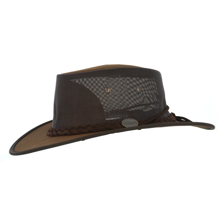 Barmah Canvas Drover Airflow Hat In Brown