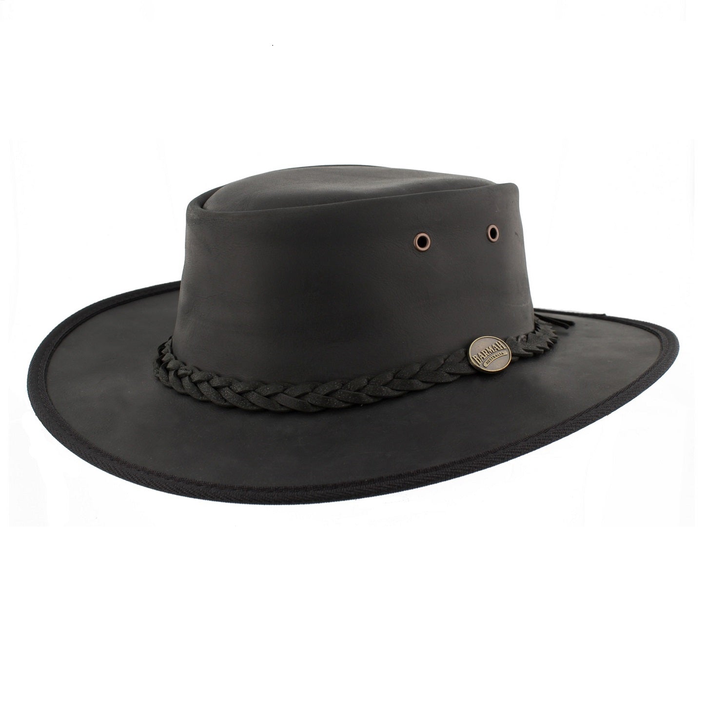 Barmah Foldaway Aussie Bronco Leather Hat 1060 In Black – The Hat Company