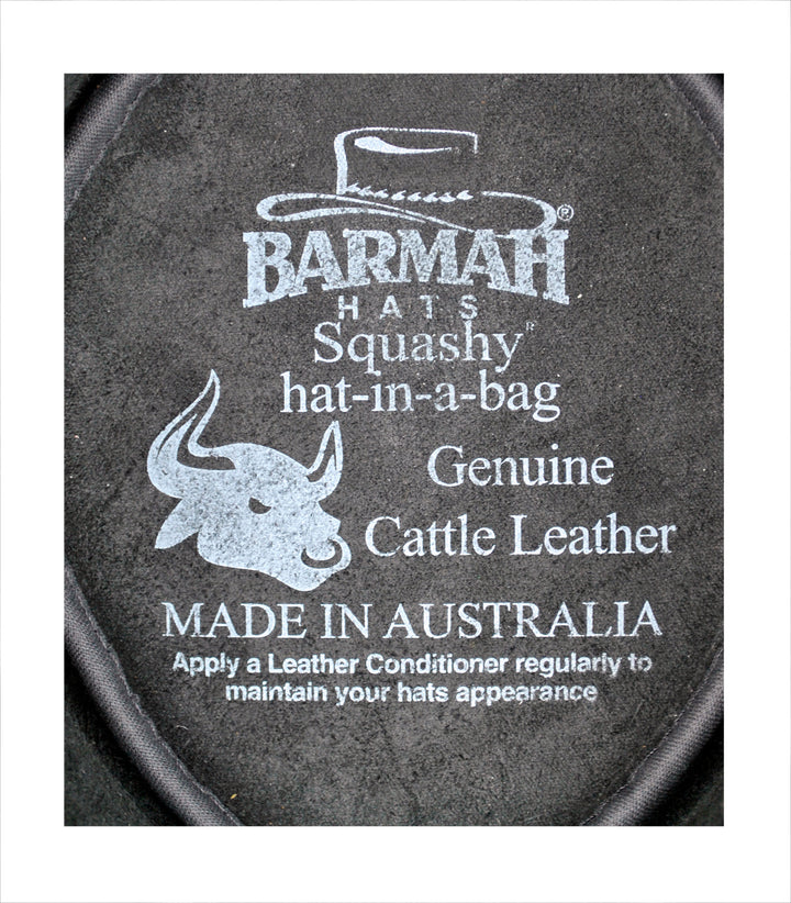 Barmah Foldaway Aussie Bronco Leather Hat 1060 In Black