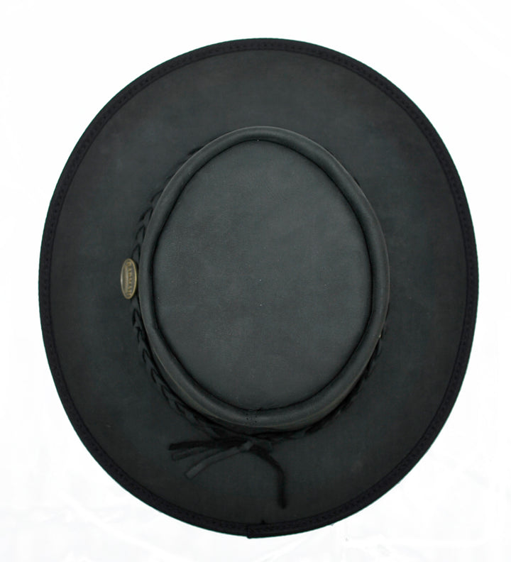 Barmah Foldaway Aussie Bronco Leather Hat 1060 In Black