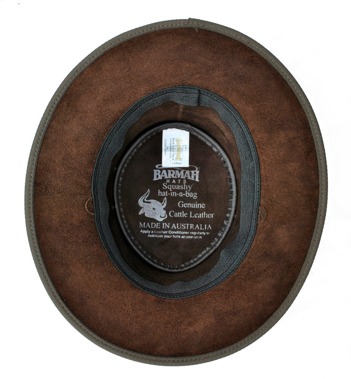 Barmah Foldaway Aussie Bronco Leather Hat 1060 In Brown