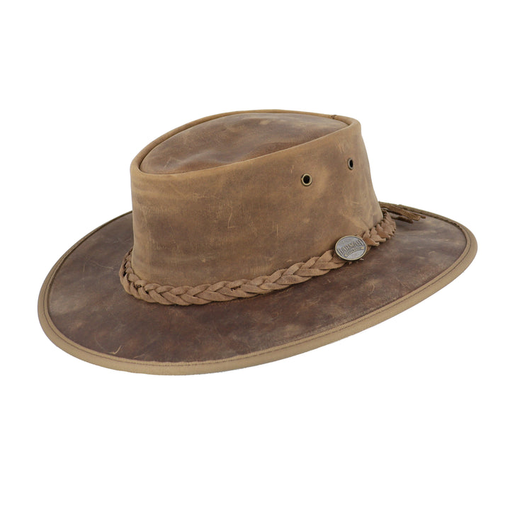 Barmah Foldaway Aussie Bronco Leather Hat 1060 In Hickory