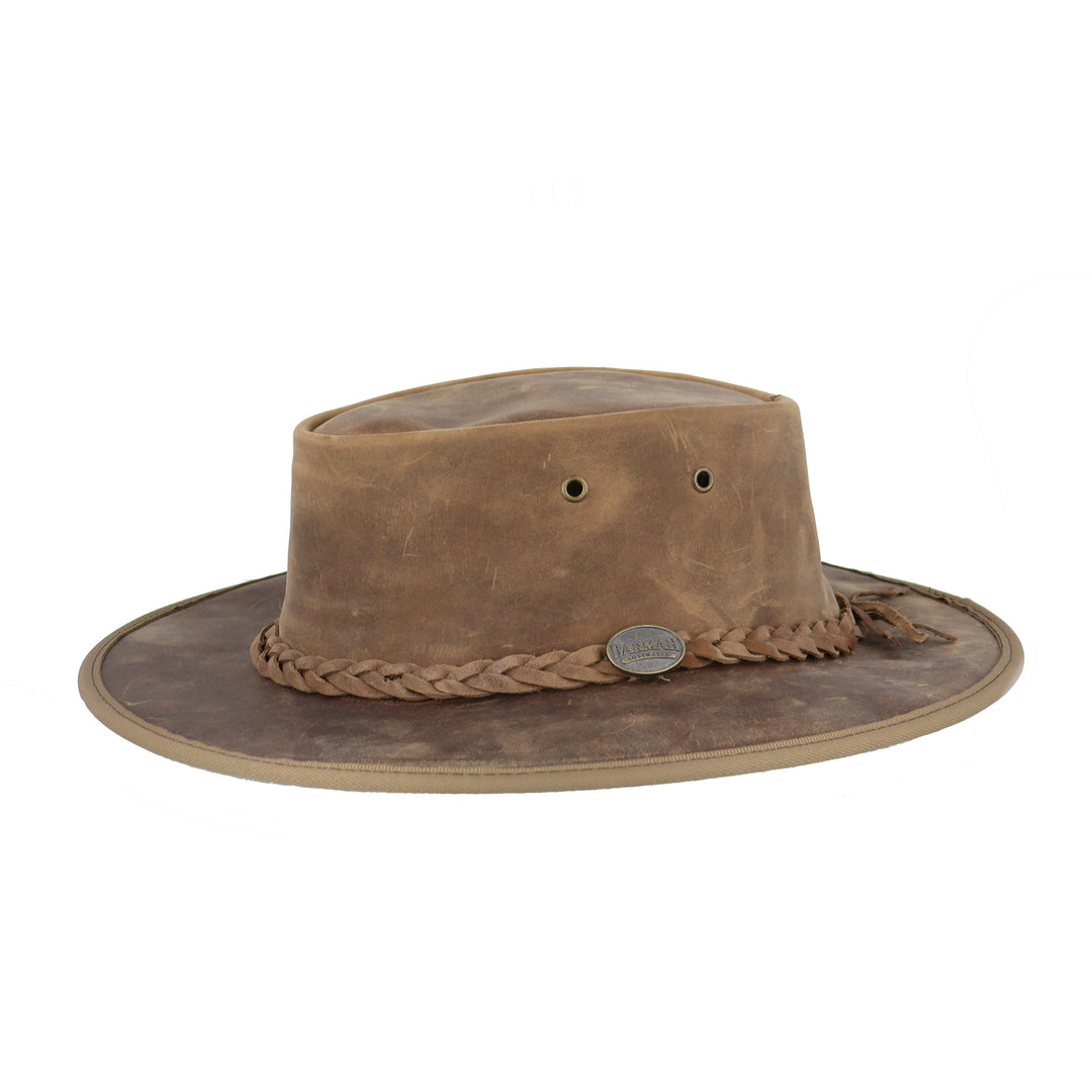 Barmah Foldaway Aussie Bronco Leather Hat 1060 In Hickory
