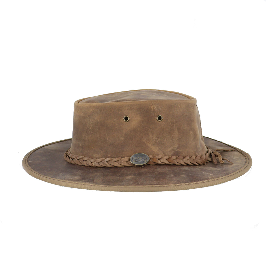 Barmah Foldaway Aussie Bronco Leather Hat 1060 In Hickory