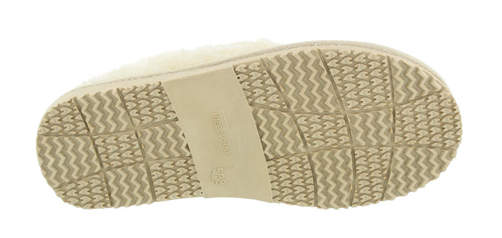 Fur Lined Memory Foam Mules Slippers In Beige