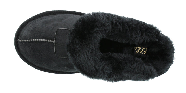 Fur Lined Memory Foam Mules Slippers In Black