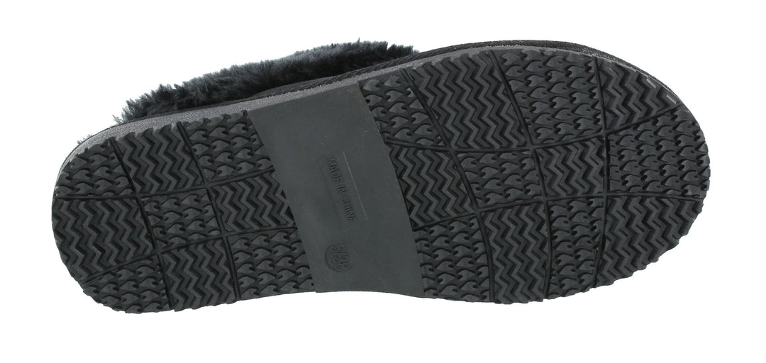 Fur Lined Memory Foam Mules Slippers In Black