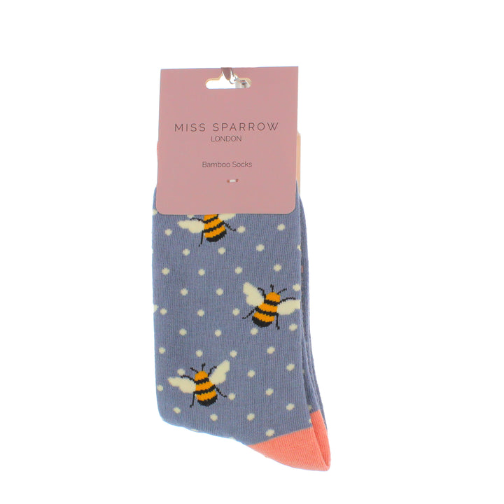 Miss Sparrow Bamboo Bumble Bee Socks (Blue)