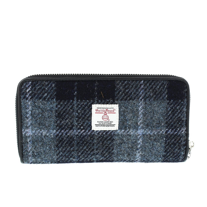 Glen Appin Harris Tweed Ladies Staffa Large Zip Purse Grey/Black Check