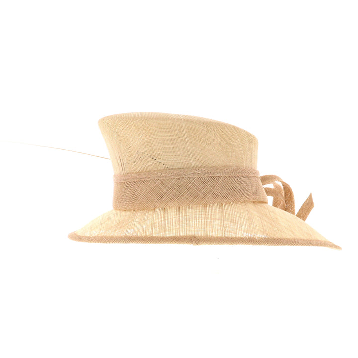 Maddox Wide Brim Angled Wedding Hat Champagne (050)