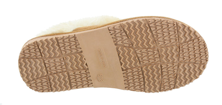Embellished Top Fur Lined Memory Foam Mules Slippers In Chestnut