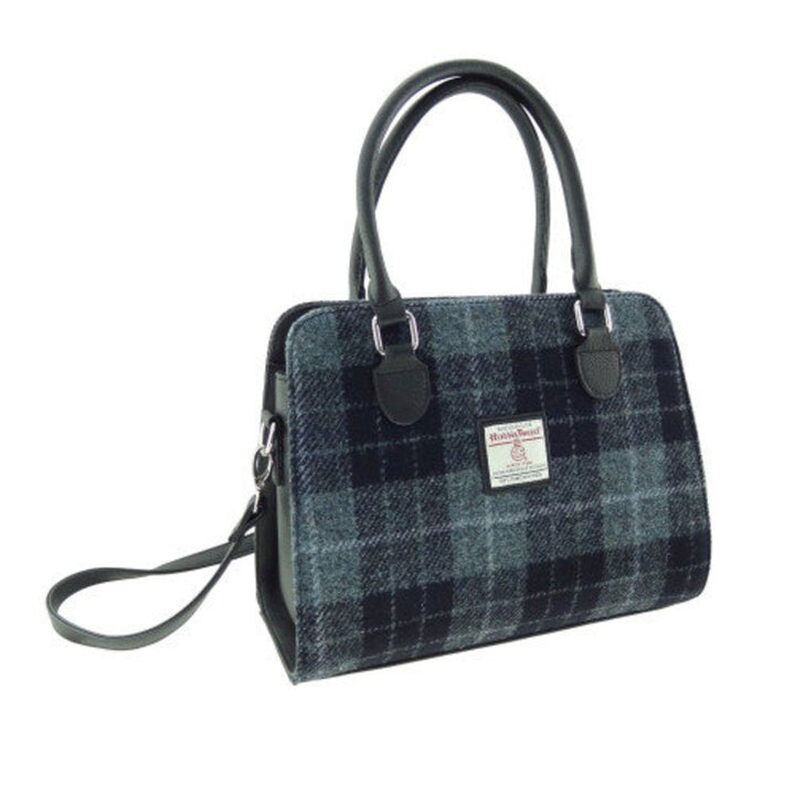 Glen Appin Harris Tweed Findhorn Tote Handbag Grey/Black Check