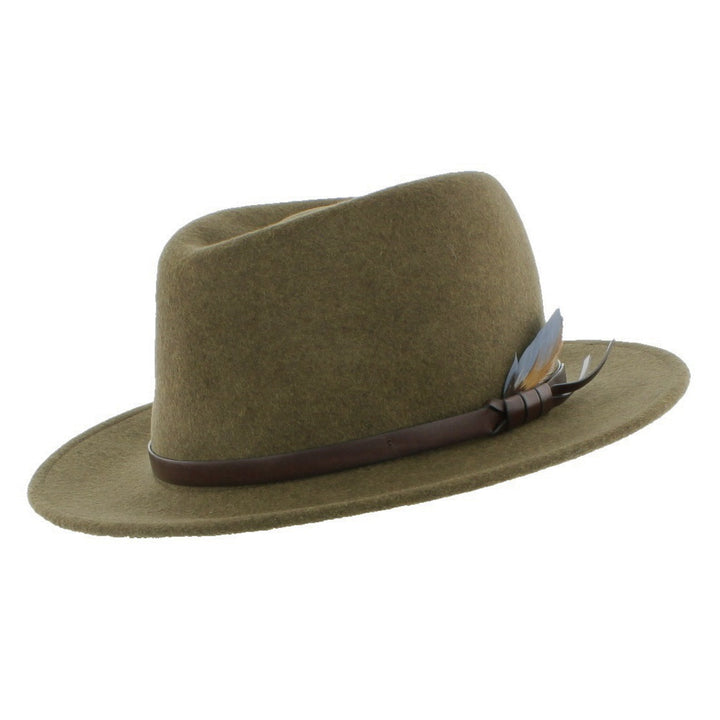 Curzon Classics Kent Olive 100% Wool Fedora Hat