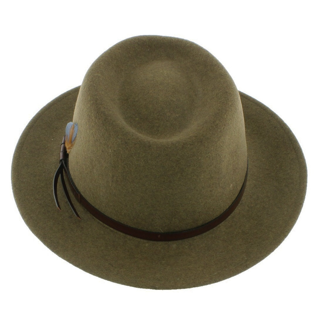 Curzon Classics Kent Olive 100% Wool Fedora Hat