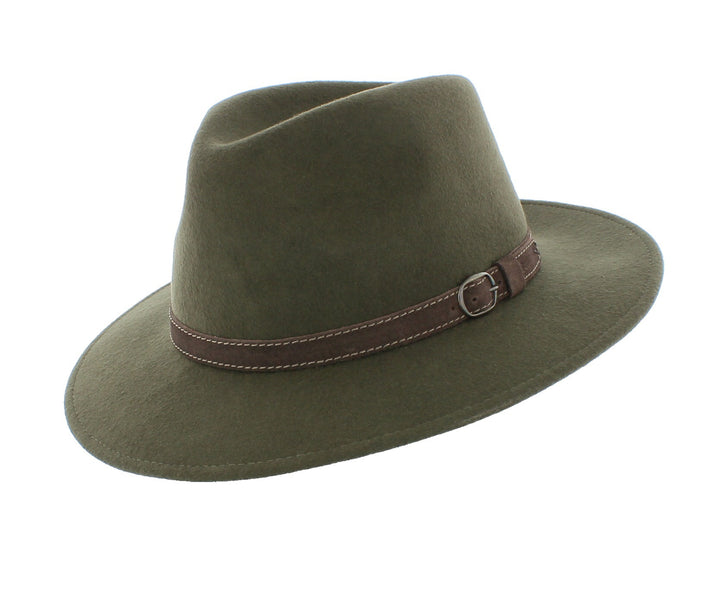 Curzon Classics Epsom Olive 100% Wool Fedora Hat