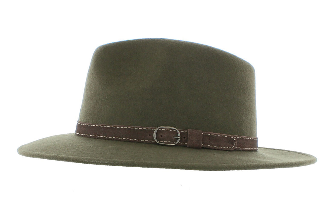 Curzon Classics Epsom Olive 100% Wool Fedora Hat