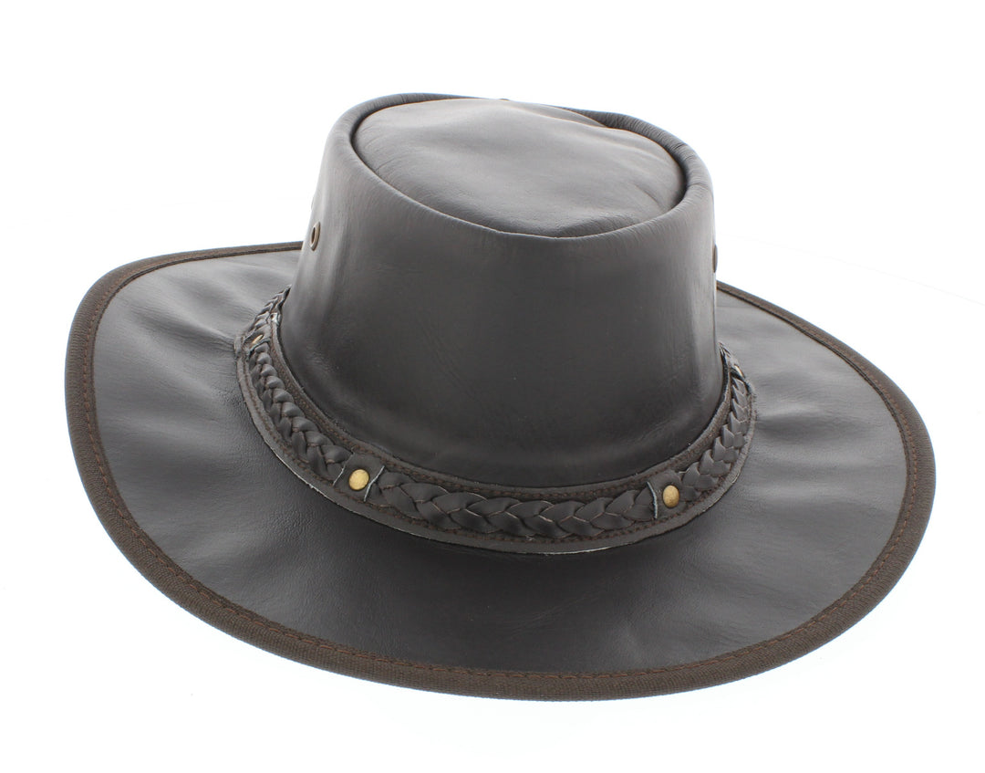 Explorer Crushable Real Leather Bush Hat With Chin Strap