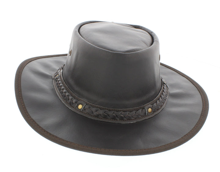 Explorer Crushable Real Leather Bush Hat With Chin Strap