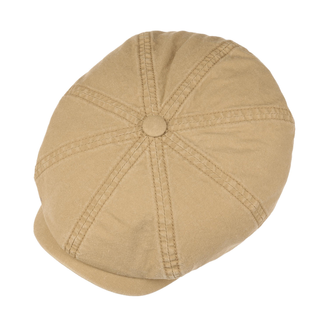 Stetson Organic Cotton Hatteras Bakerboy Cap In Dark Beige