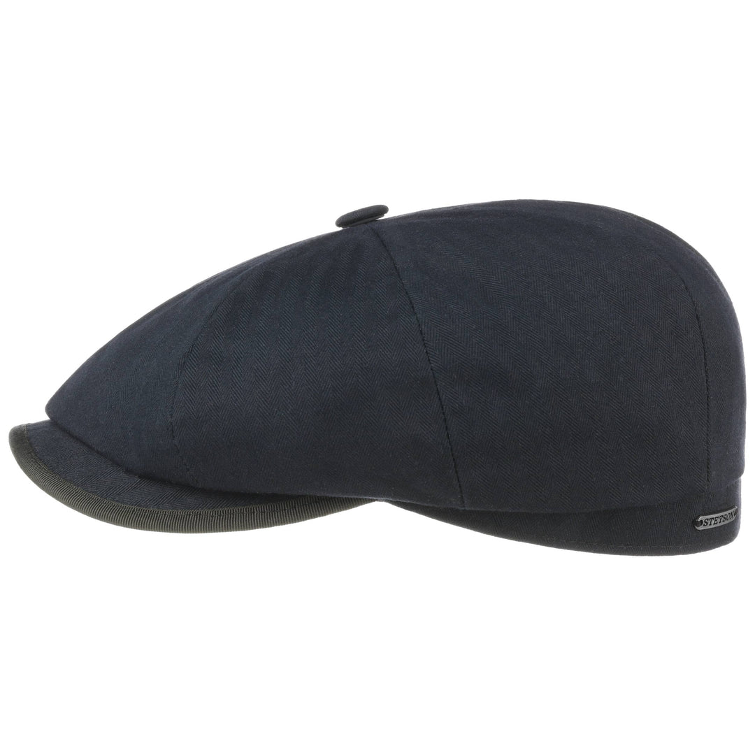 Stetson Herringbone Cotton Bakerboy Cap Navy The Hat Company