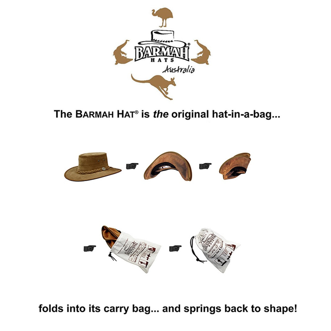 Barmah Squashy Kangaroo Leather Outback Bush Hat (1018) – The Hat