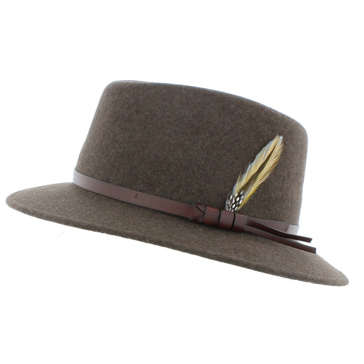 Curzon Classics Kent Brown 100% Wool Fedora Hat