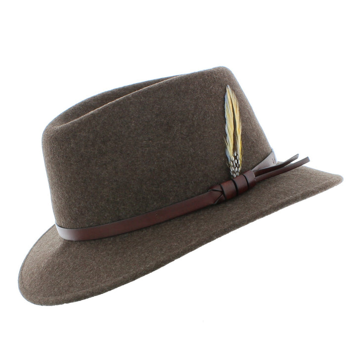 Curzon Classics Kent Brown 100% Wool Fedora Hat