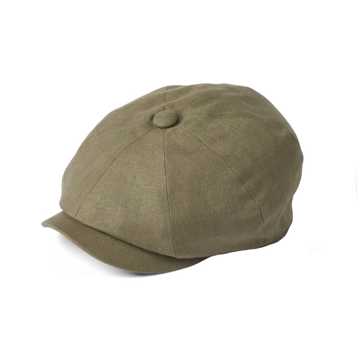 Failsworth Irish Linen Alfie Bakerboy Newsboy Cap In Khaki