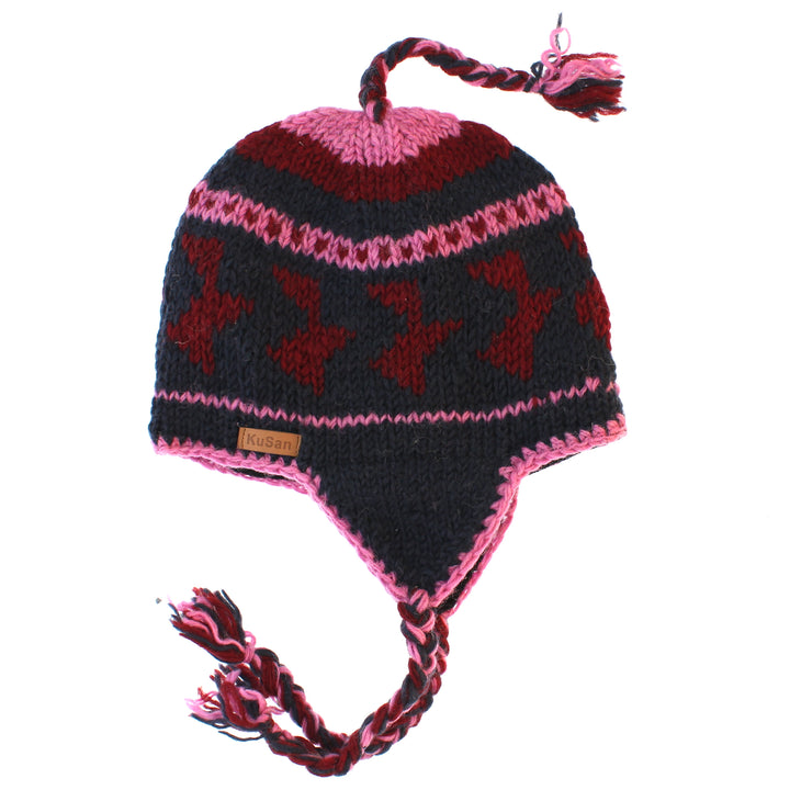 Kusan Colourful Wool Trapper Hat With Plaits, Fleece Lined