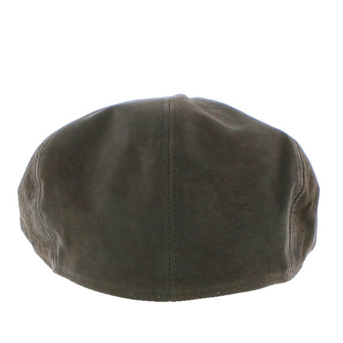 Whiteley Soft Leather 5 Panel Flat Cap Olive