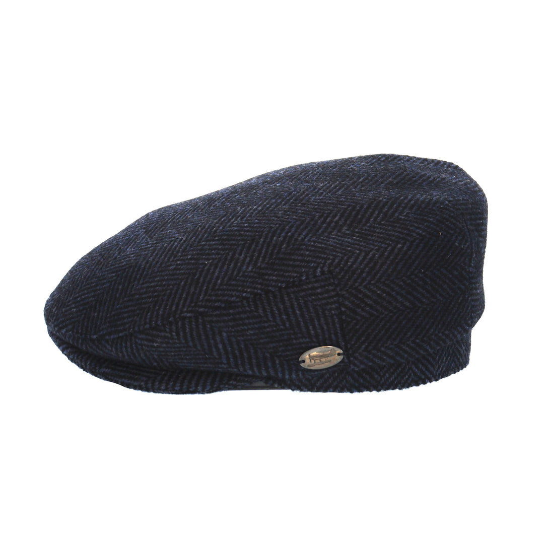 Blue Herringbone Wool Flat Cap from Whiteley (M107)