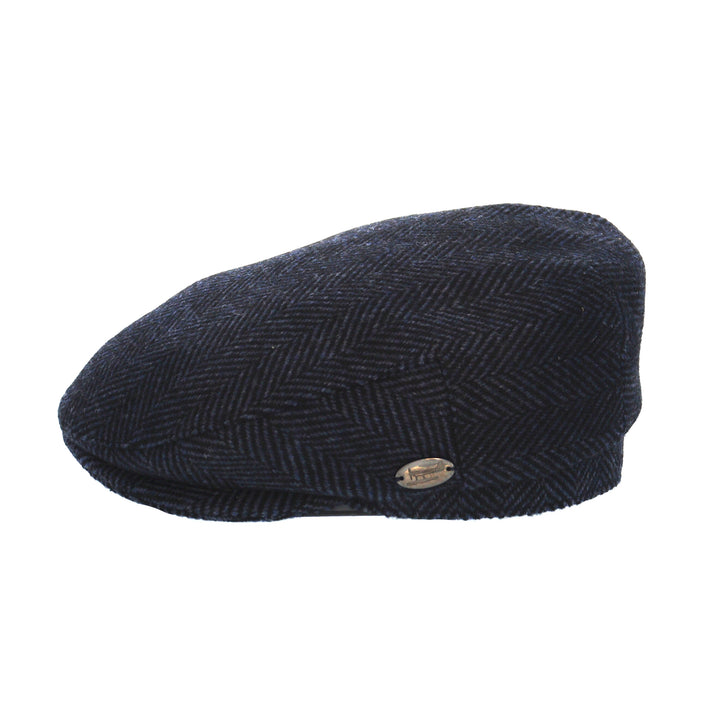 Blue Herringbone Wool Flat Cap from Whiteley (M107)