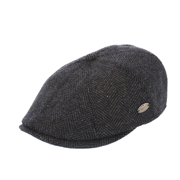Black Herringbone Wool Bakerboy Cap from Whiteley (M108)