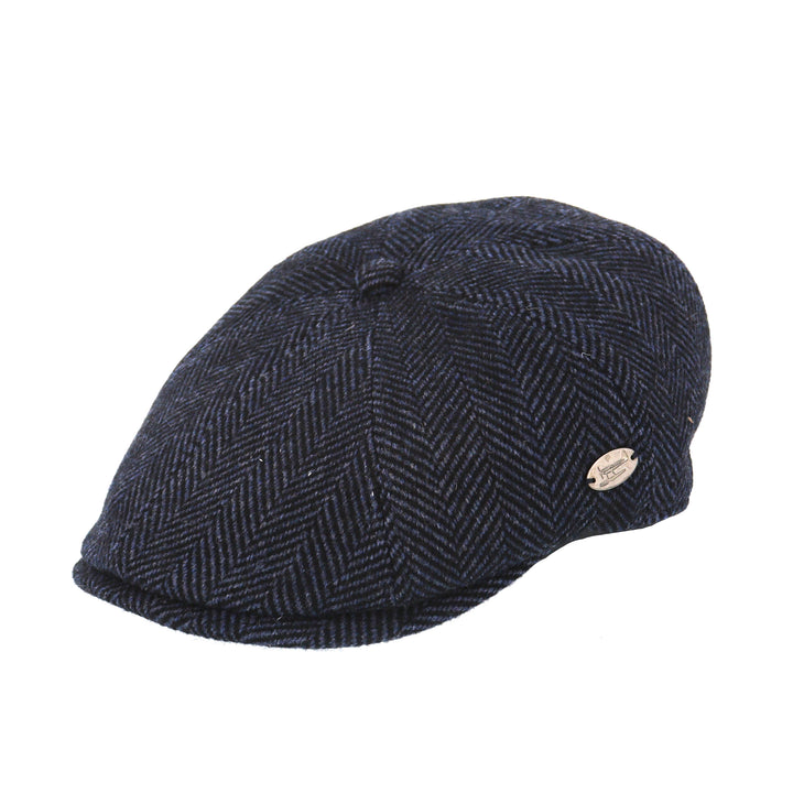 Blue Herringbone Wool Bakerboy Cap from Whiteley (M108)